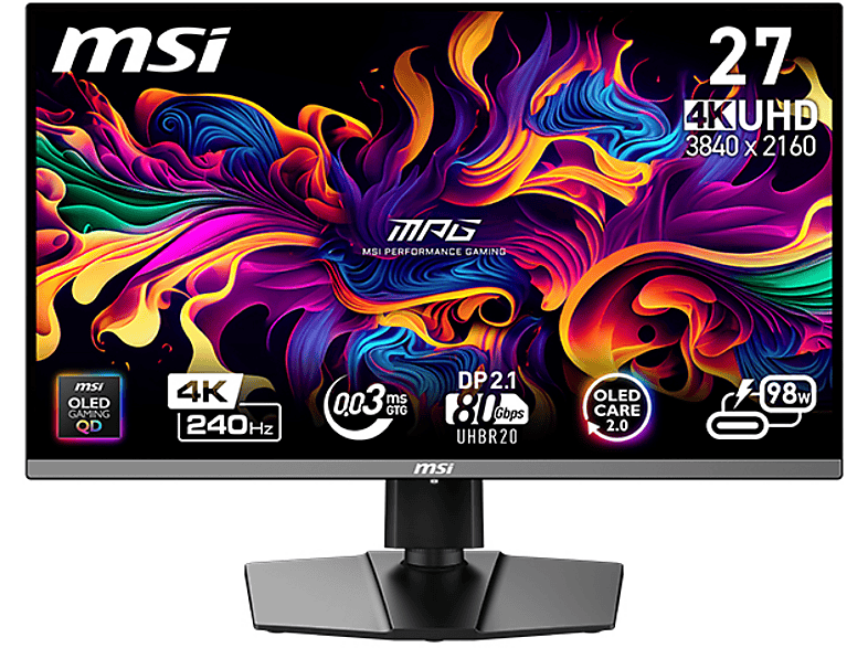 MSI MPG 272URX QD-OLED 27 Zoll  UHD 4K  Gaming Monitor  0,03 ms Reaktionszeit 240 Hz 