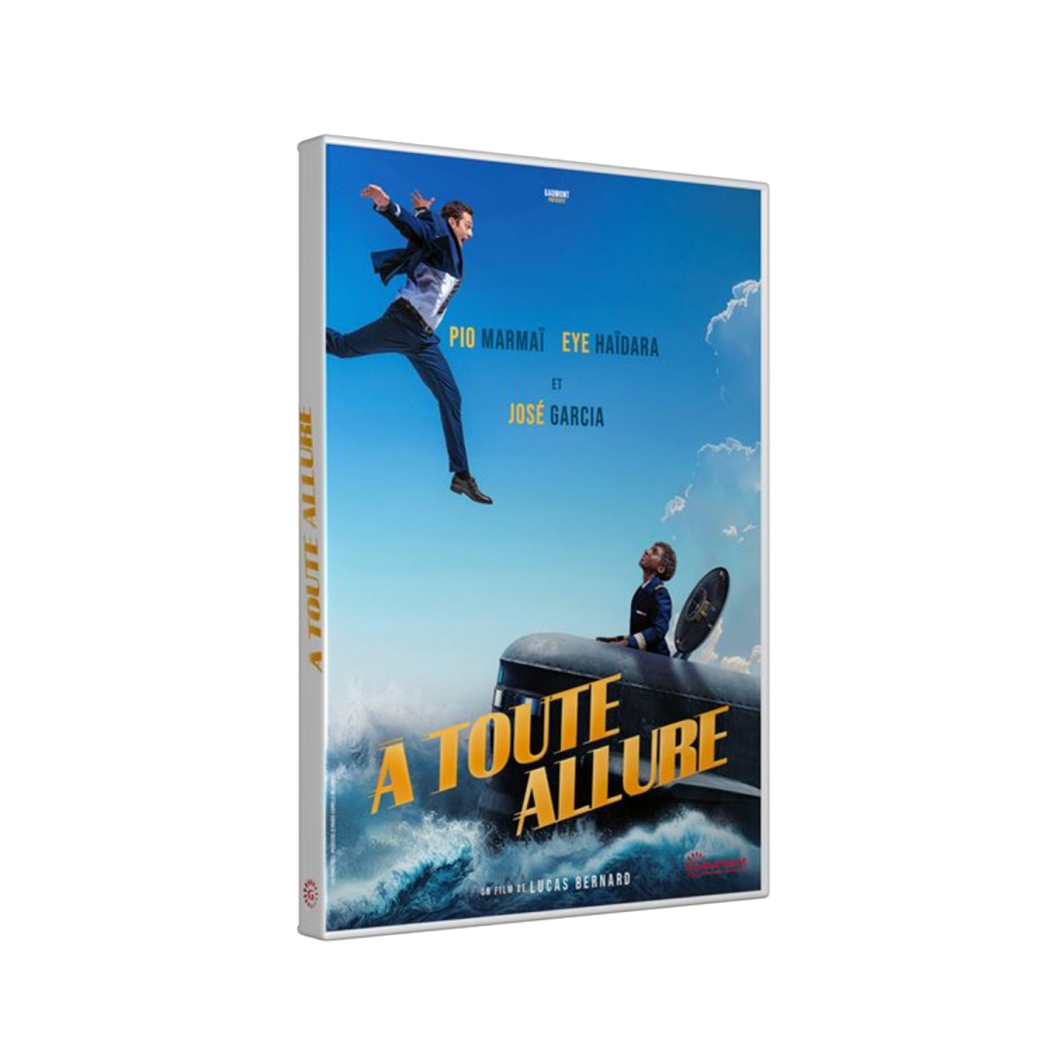 Boîtier DVD du film 'A Toute Allure', avec un homme sautant d'un sous-marin, fond de ciel bleu.