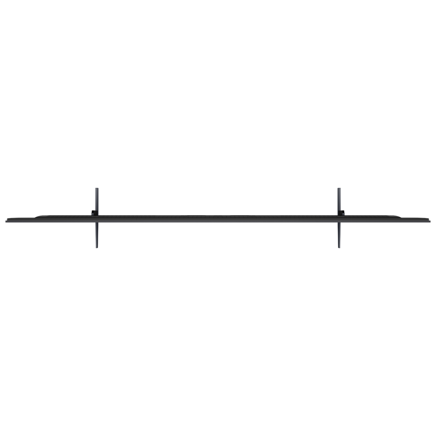 A top-down view of a TV with stands. White background.