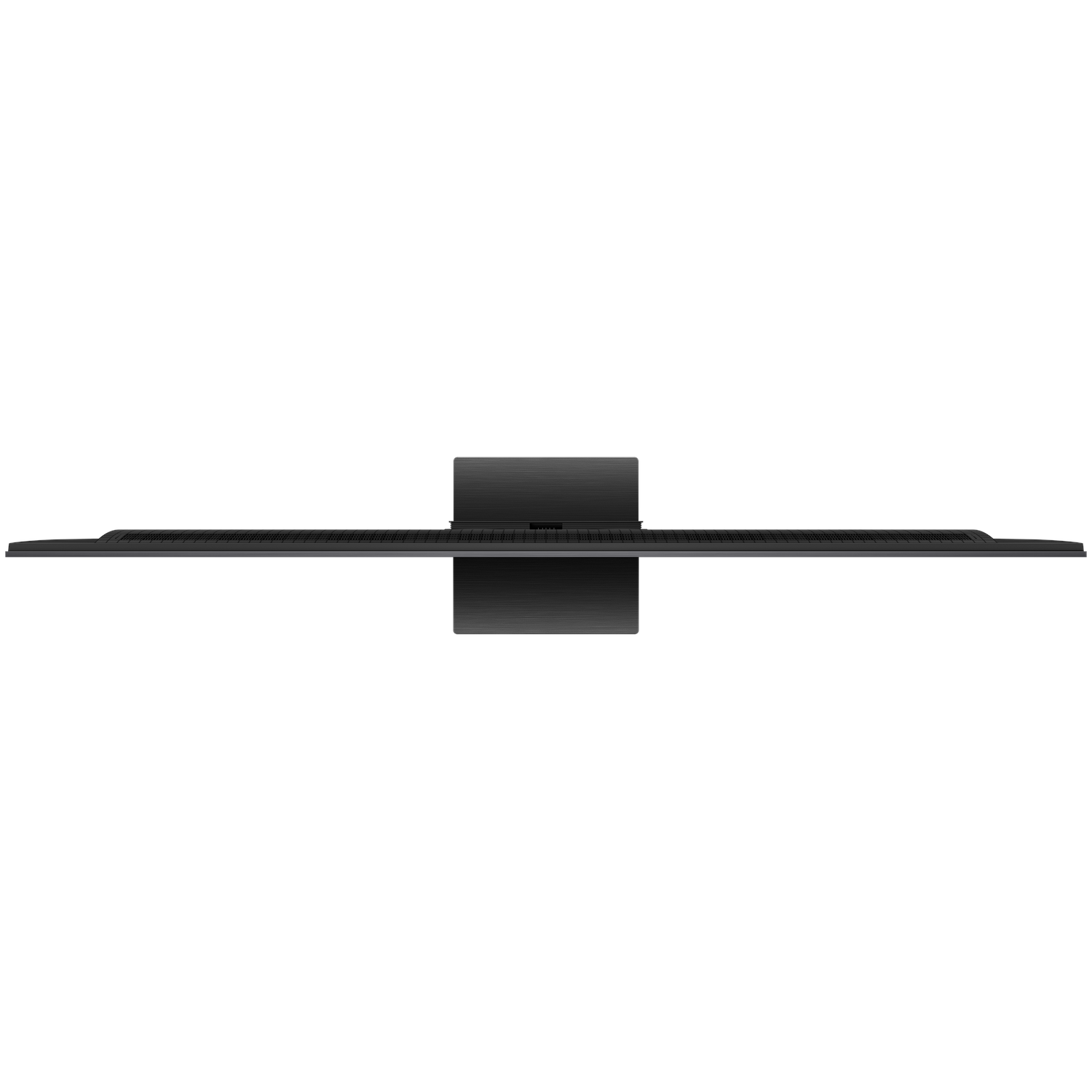 Top view of a black TV on a stand.