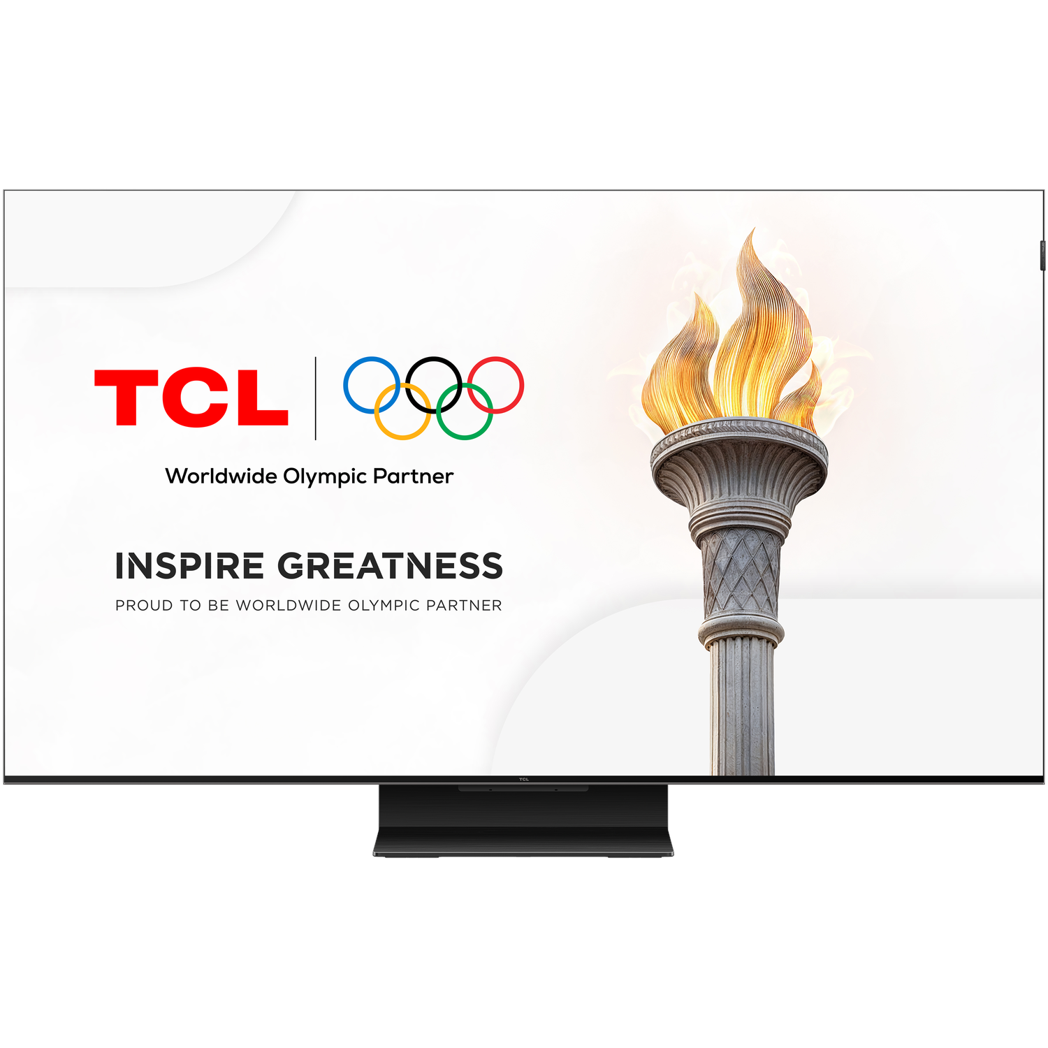 Een tv-scherm met de Google TV-interface met verschillende apps.