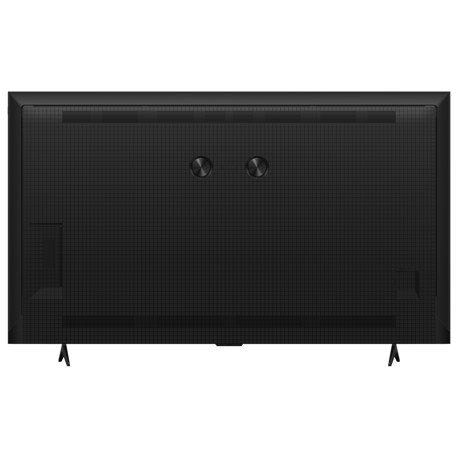 Een gebogen gamingmonitor. Twee figuren in de ruimte zijn de achtergrond.