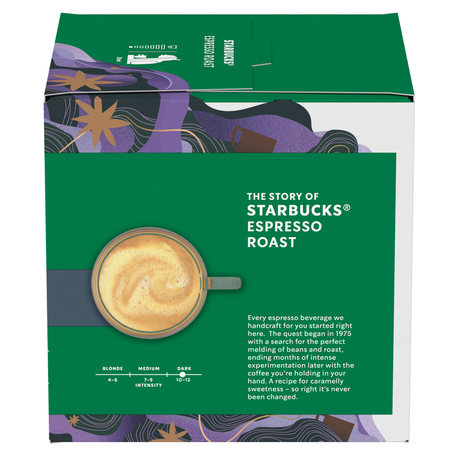 Un paquete de café con una taza de café y texto sobre el producto.