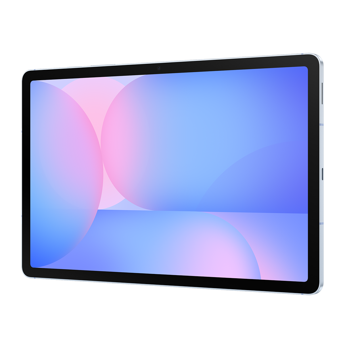 Renkli soyut bir duvar kağıdı olan bir tablet.
