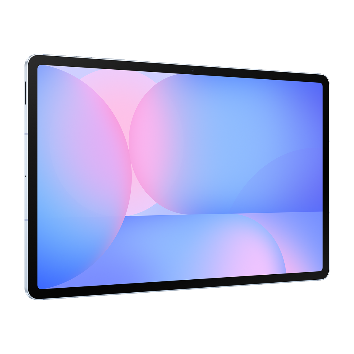 Siyah zemin üzerinde pembe ve mavi dairelerin bulunduğu tablet ekranı.
