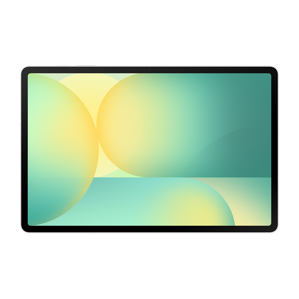 Tablet, sarı ve yeşil arka plan, siyah çerçeve.