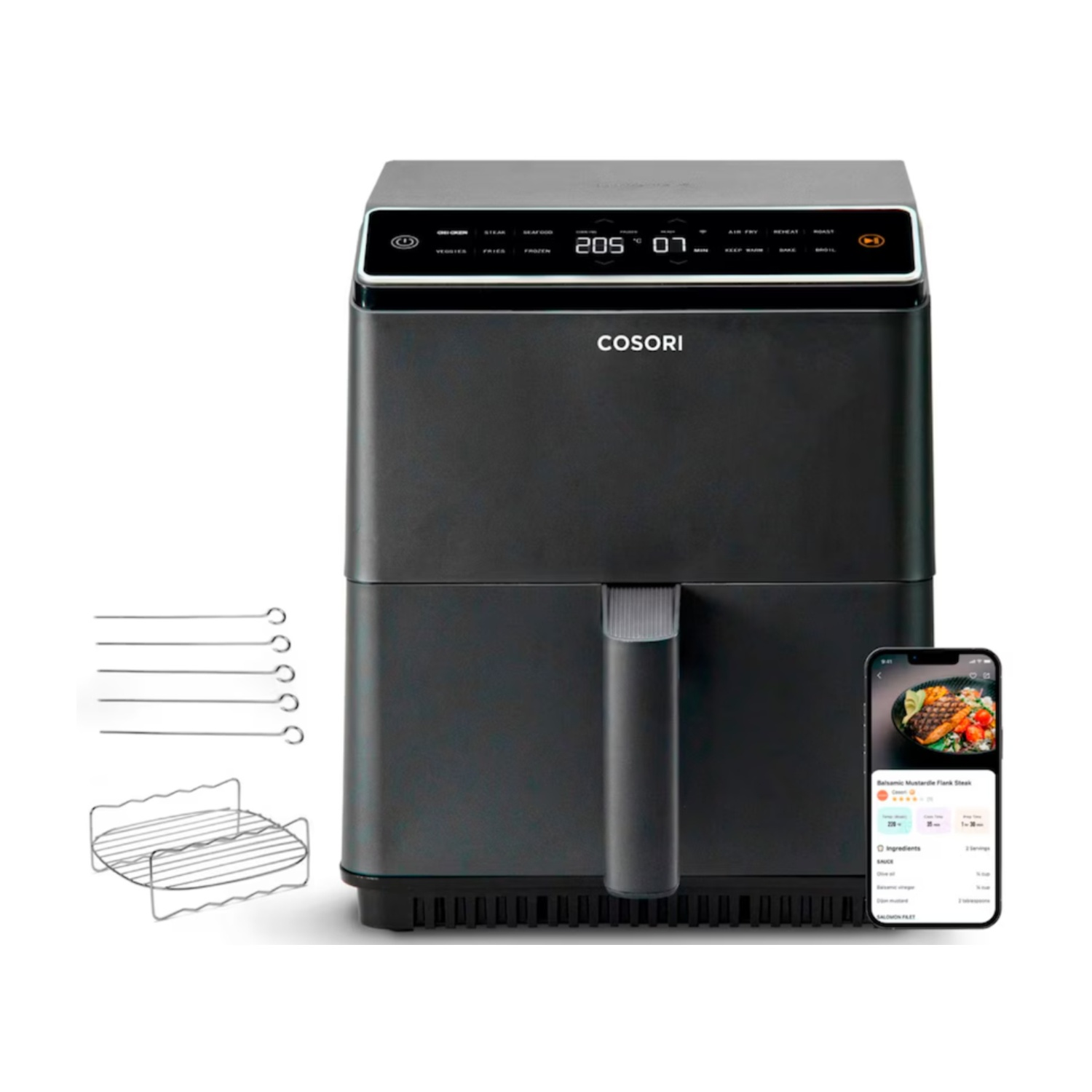 Griglia Per Friggitrice Ad Aria - Acciaio Inox S304, Antiaderente, Per Cucinare A Due Livelli, Compatibile Con Cosori E Altri Modelli - Foto 5