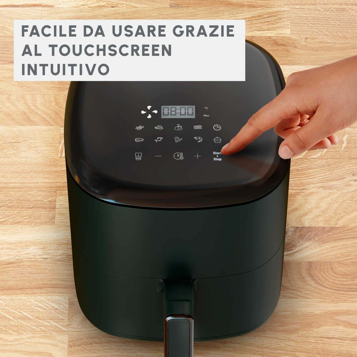 Friggitrice Ad Aria Senza Olio 4,5 L – 8 Modalità, Timer 60', Spegnimento Automatico, Cestello Antiaderente