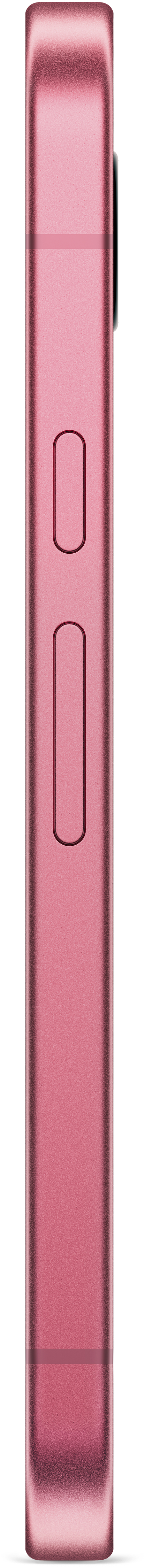 Seitenansicht eines rosa Smartphones mit Lautstärketasten.