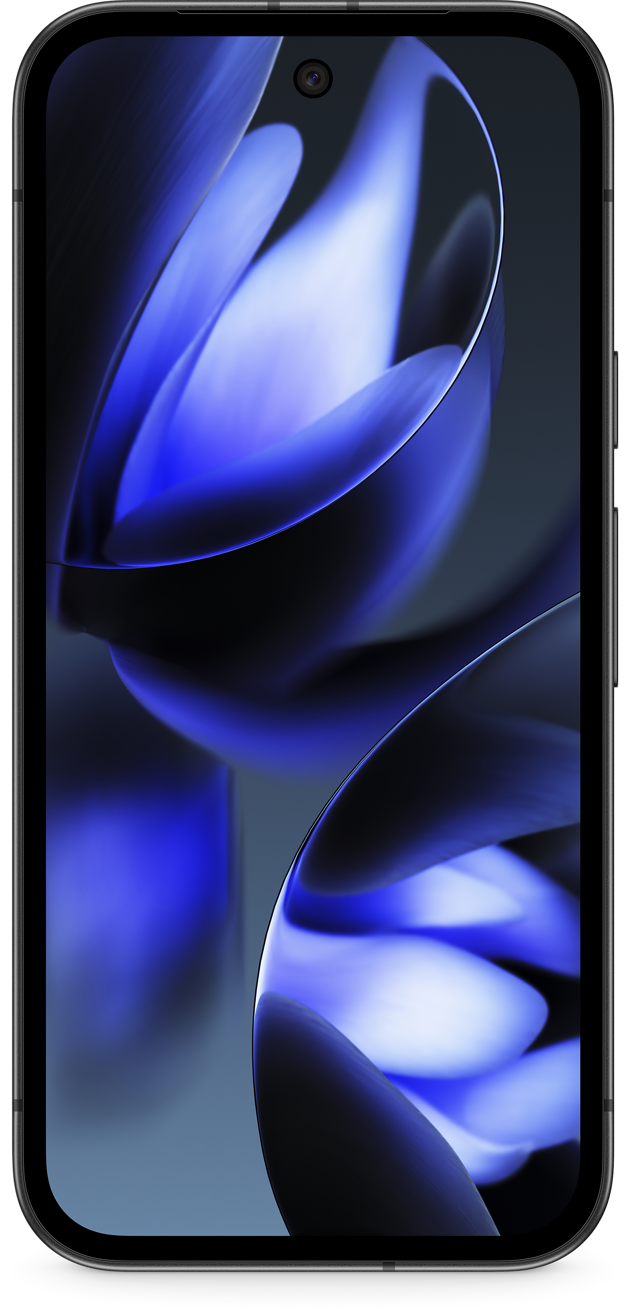 Ein Smartphone mit einem blauen Blumendesign auf dem Bildschirm.