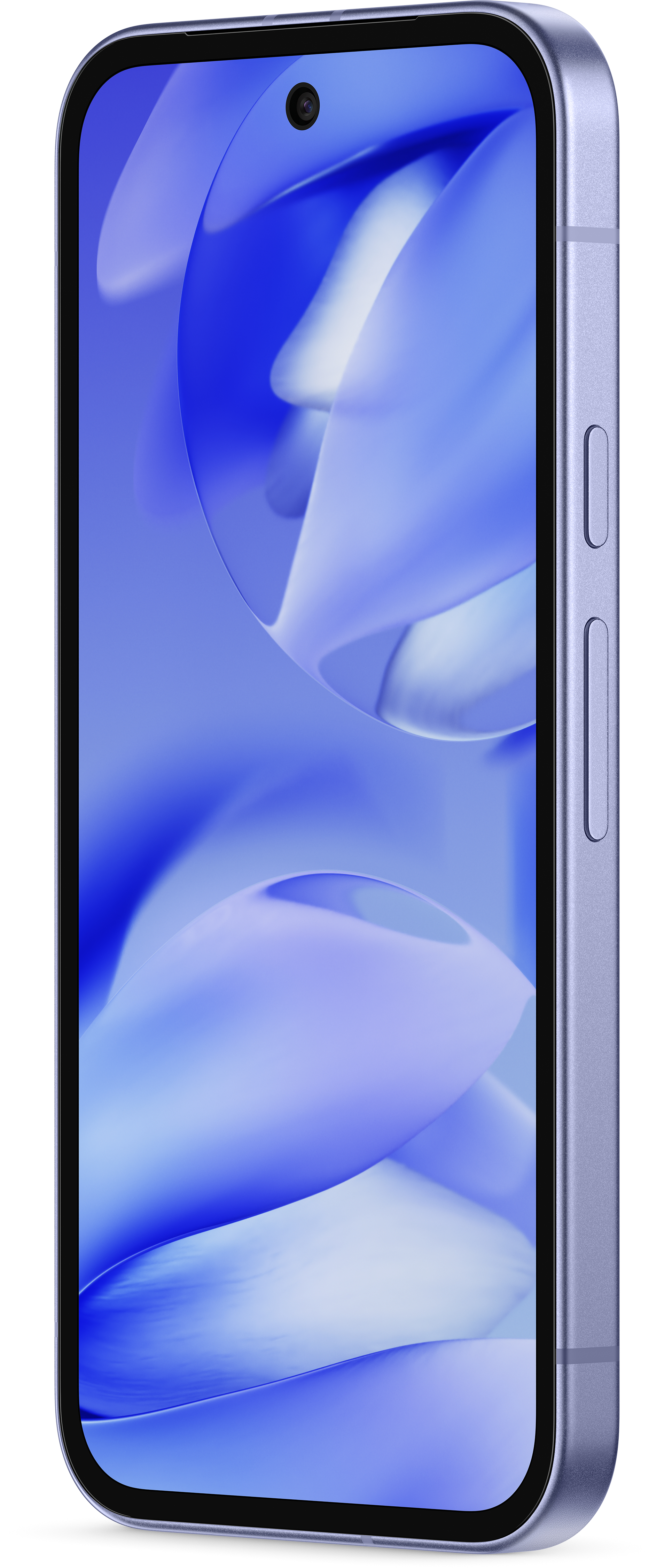 Ein lila Smartphone mit einer Kamera auf der Vorderseite.