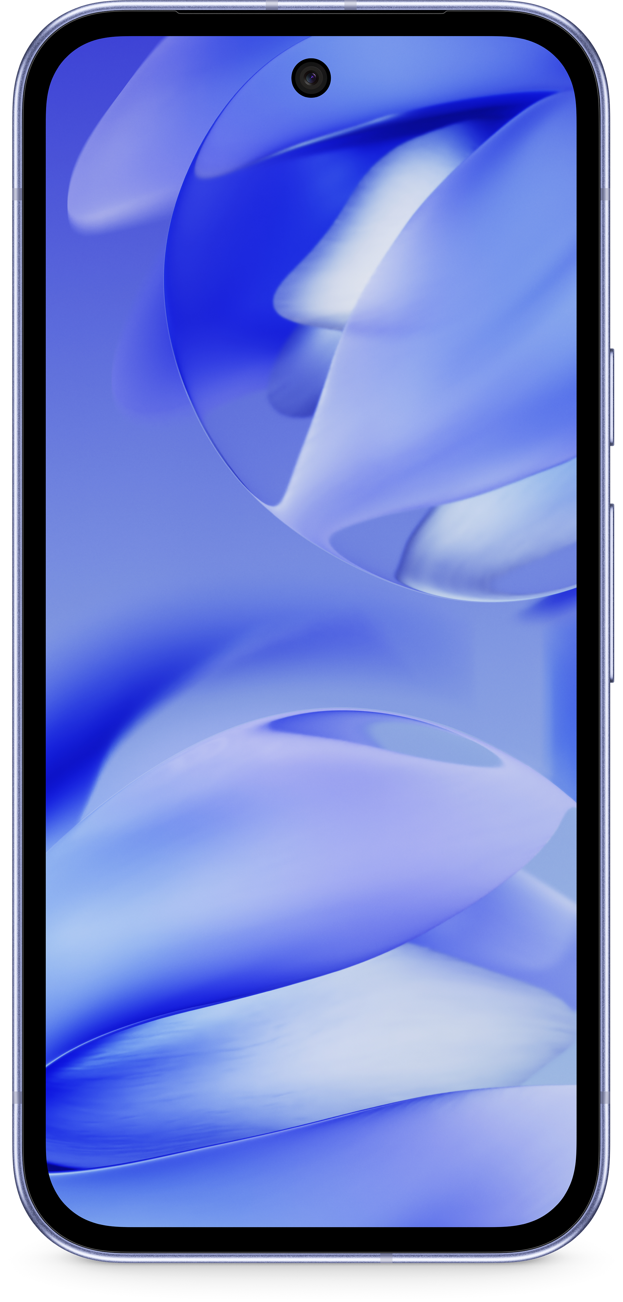 Ein Smartphone, das ein blaues und violettes abstraktes Hintergrundbild zeigt.