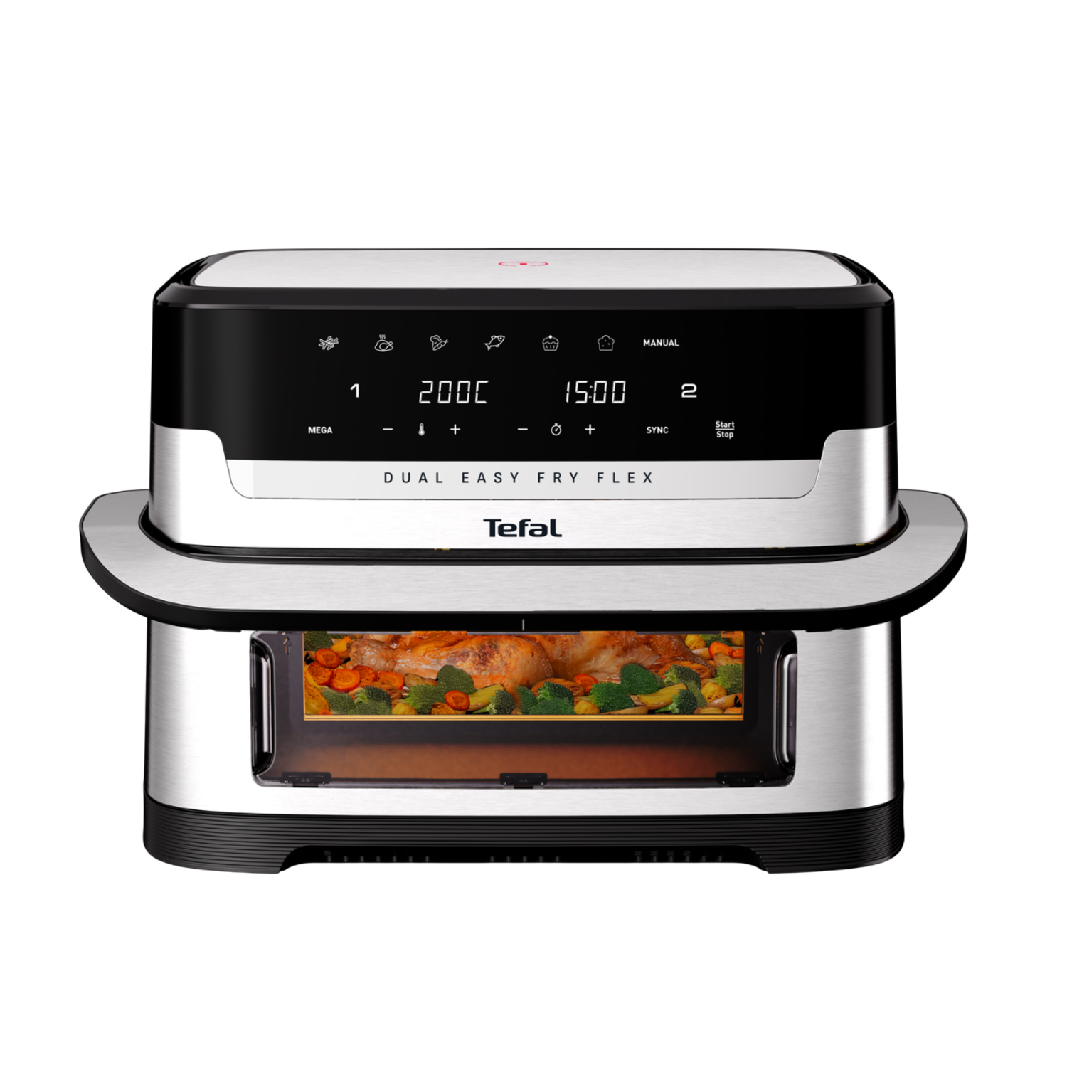 Tefal Ey922d Dual Easy Fry Flex Xxl 9l Airfryer Rvs