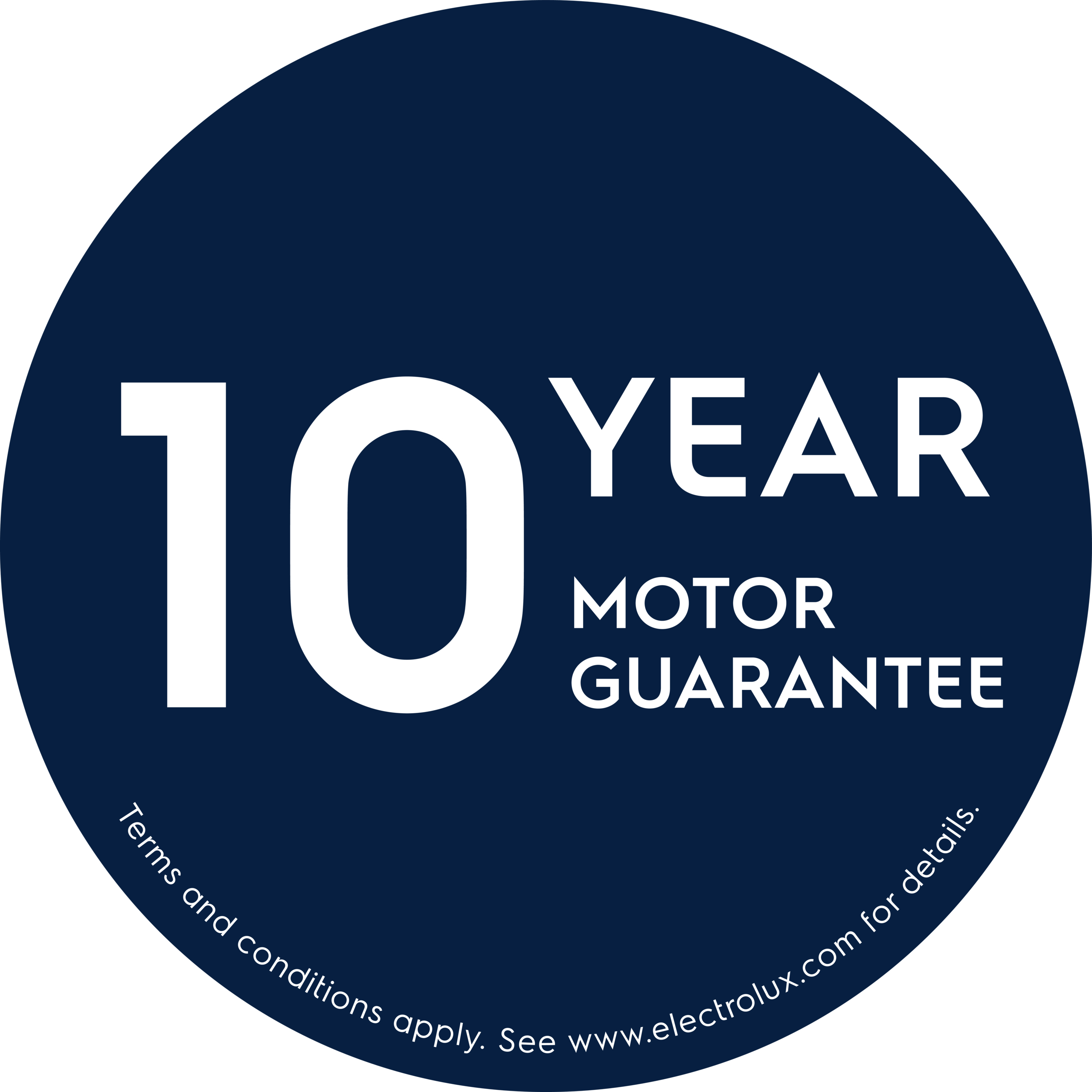 Beyaz yazılı mavi daire: "10 YIL MOTOR GARANTİSİ".