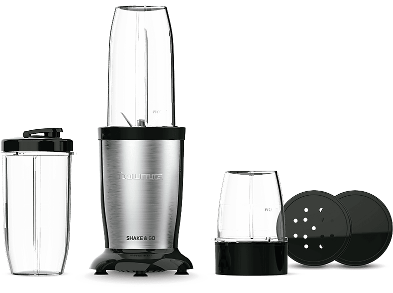 REACONDICIONADO Seminuevo Muy bueno Batidora de vaso - Taurus Shake & Go 800 W, 500 ml, 2 vasos, 1 picador, Security system, Pica hielo, Acero inox
