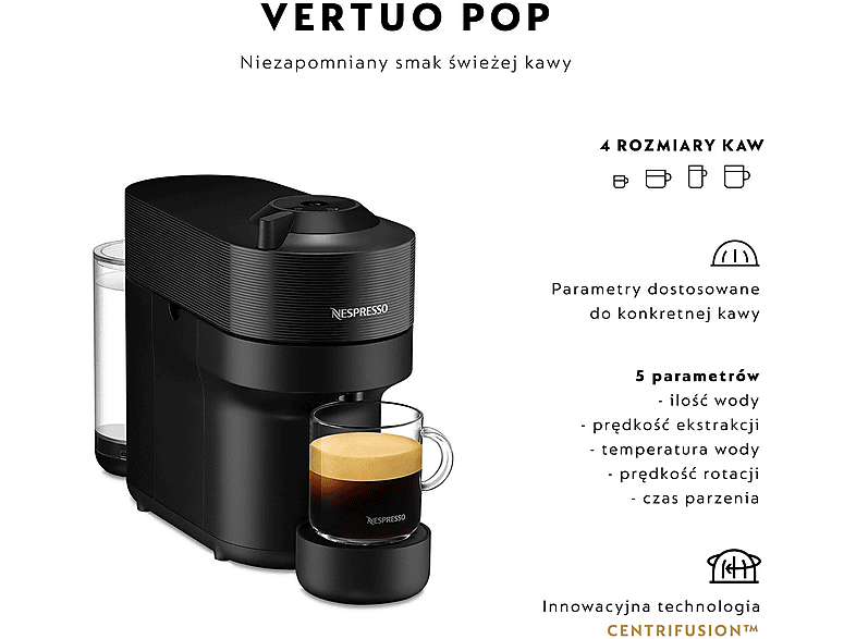Ekspres na kapsułki DE LONGHI ENV90.B Vertuo Pop Bundle Czarny – zdjęcie 2