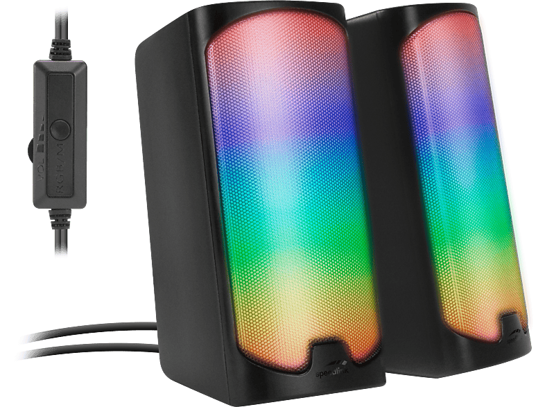 SPEEDLINK TONOS RGB Gaming Stereolautsprecher (2.0 ch, Treibereinheiten: 2 × 2,5 Zoll (6,6cm), Schwarz