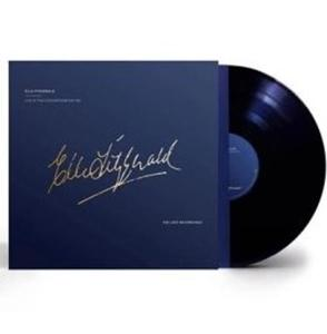 Billie Holiday "Blue Spirits" című albumának borítója. Sötétkék, arany aláírással és fekete vinyl látható.