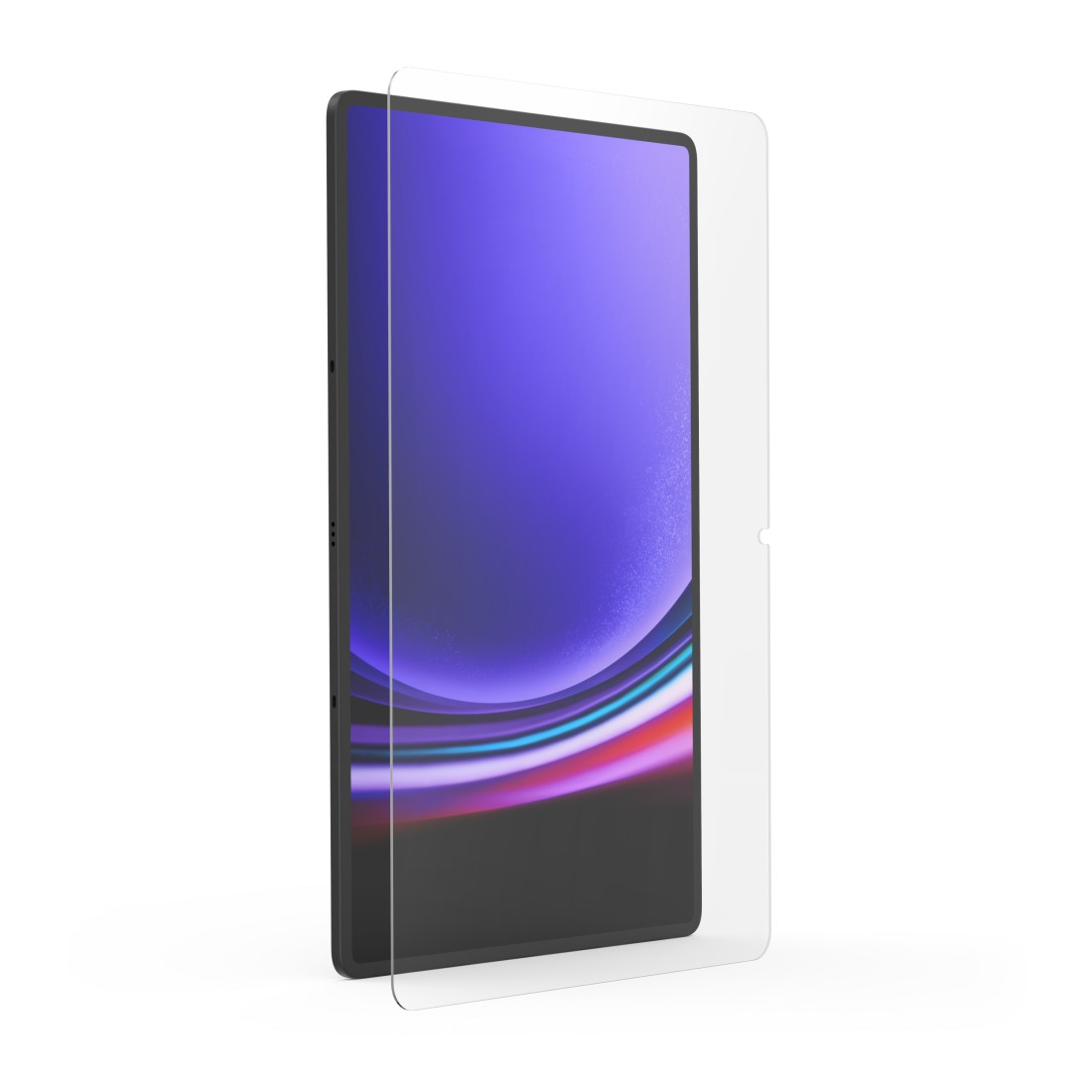 Tablet mit angebrachter Displayschutzfolie, zeigt den Bildschirm.