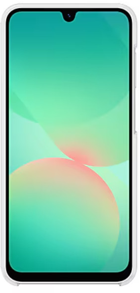 Biały smartfon z kolorowym, abstrakcyjnym tłem na ekranie.