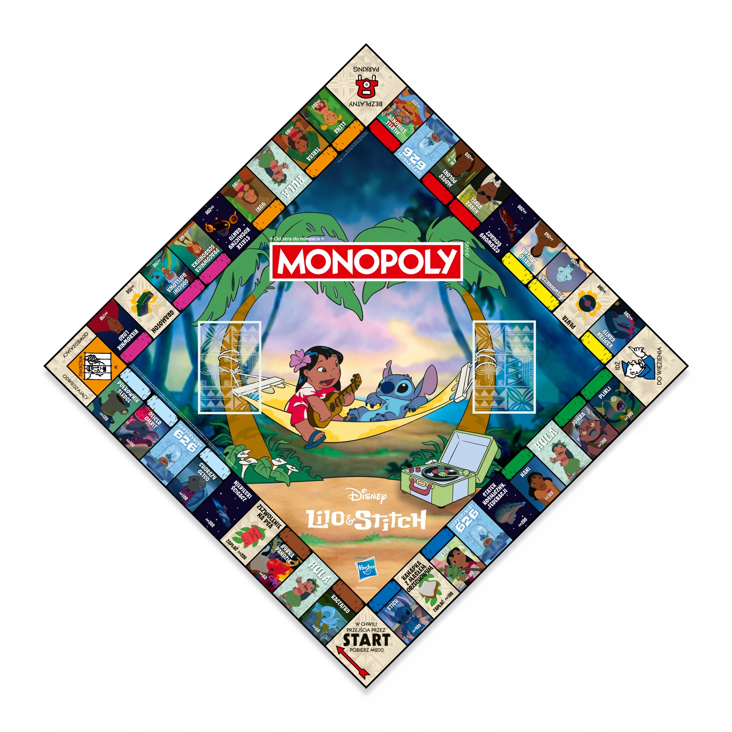 Gra planszowa Monopoly Disney Lilo & Stitch z motywem tropikalnym.