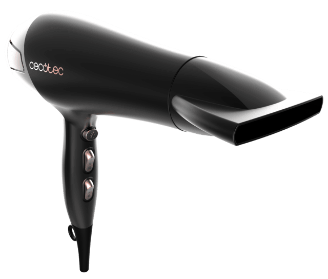 Czarna suszarka do włosów z marką Cecotec.