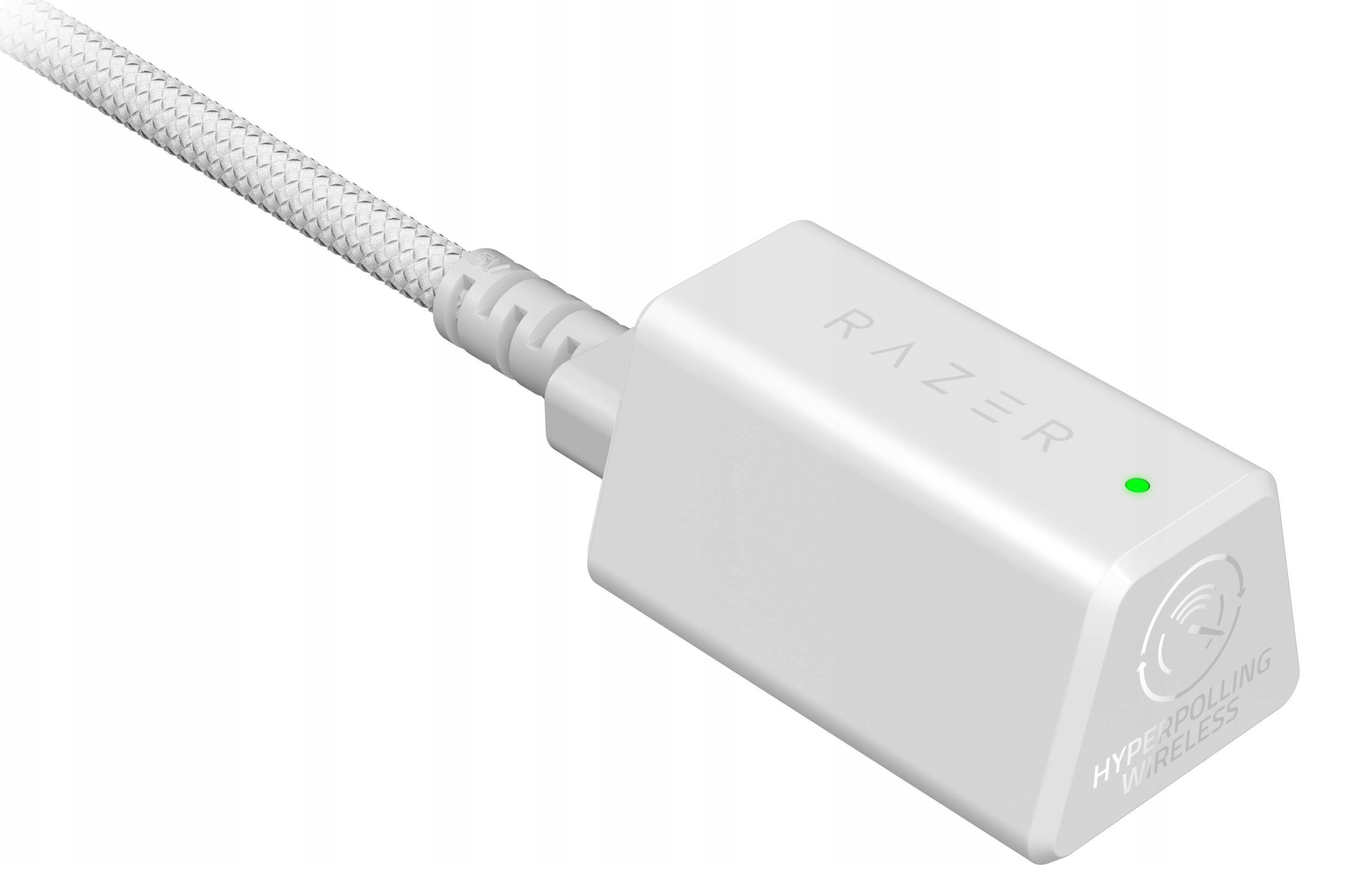 Biały bezprzewodowy klucz sprzętowy Razer HyperPolling.