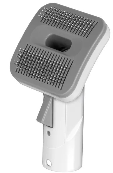 Tył monitora ze srebrnym stojakiem i okrągłym światłem.