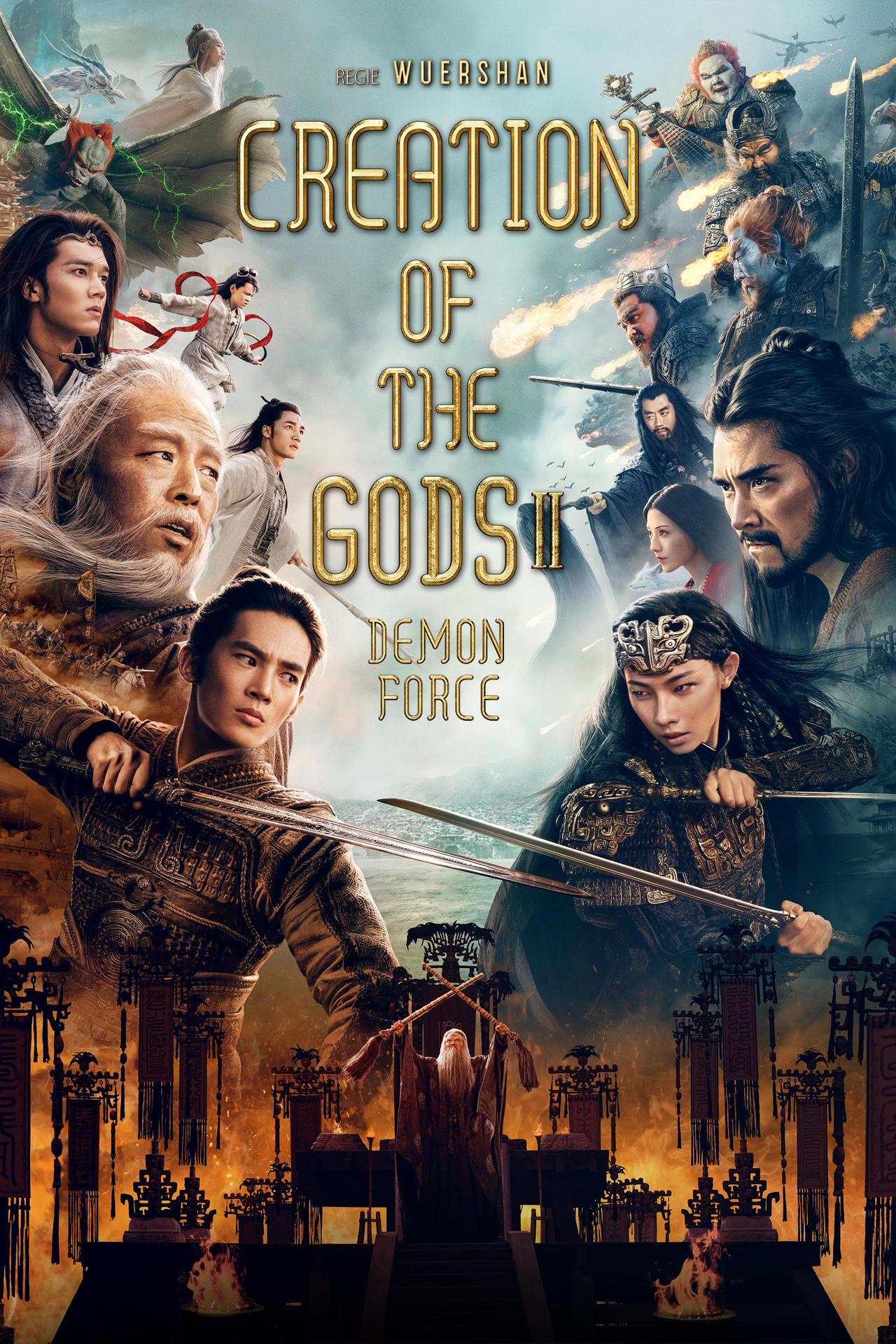 Ein Filmplakat für 'Creation of the Gods II: Demon Force' mit mehreren Charakteren.