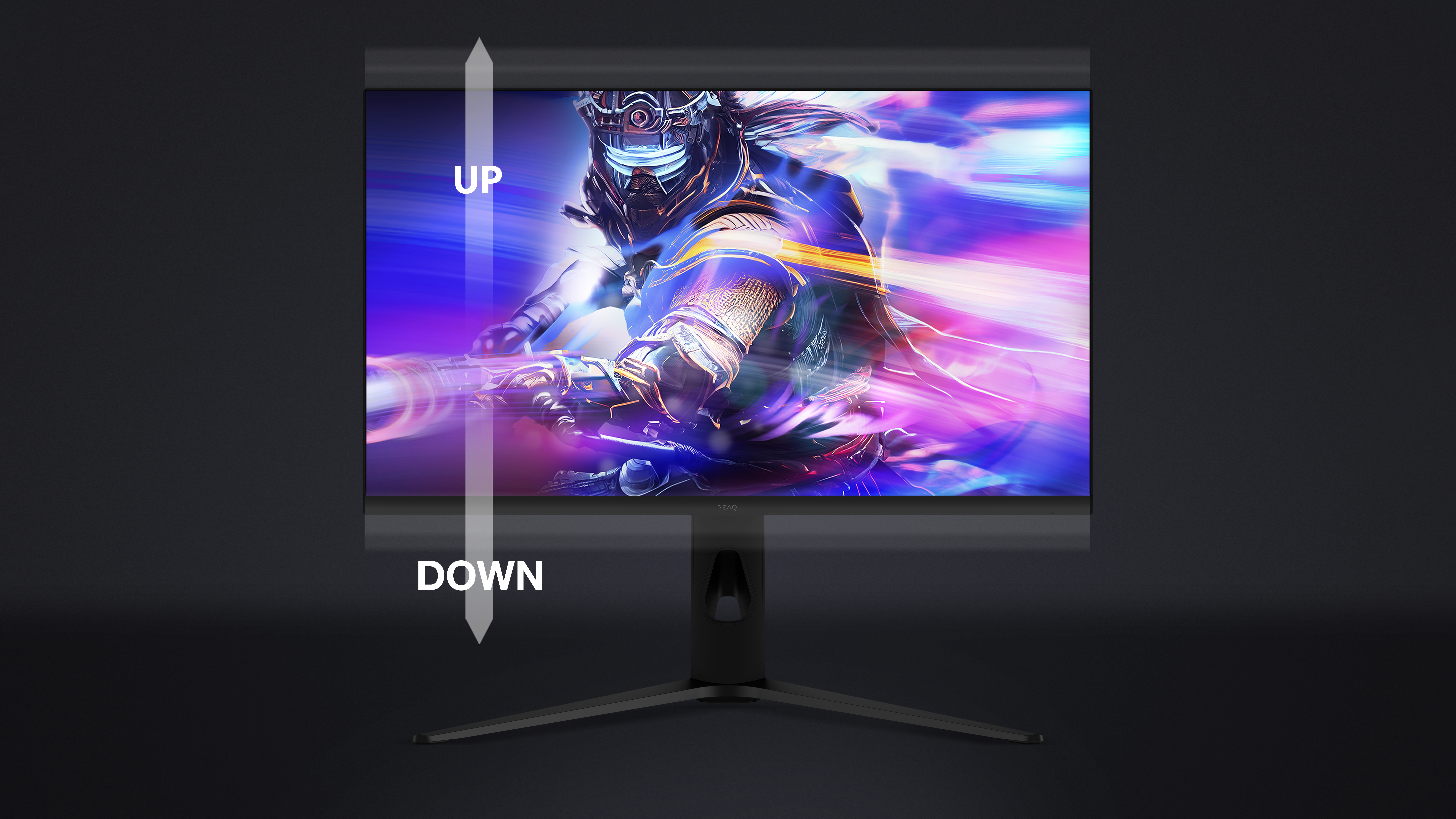 Un support de moniteur noir avec un design incurvé.