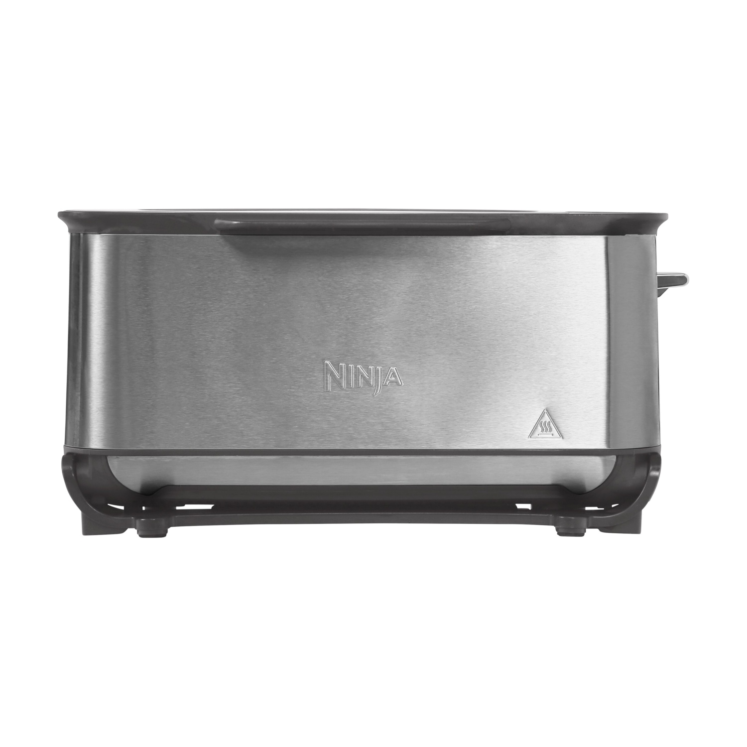 Tostapane Ninja argentato con parte superiore e base grigio scuro.