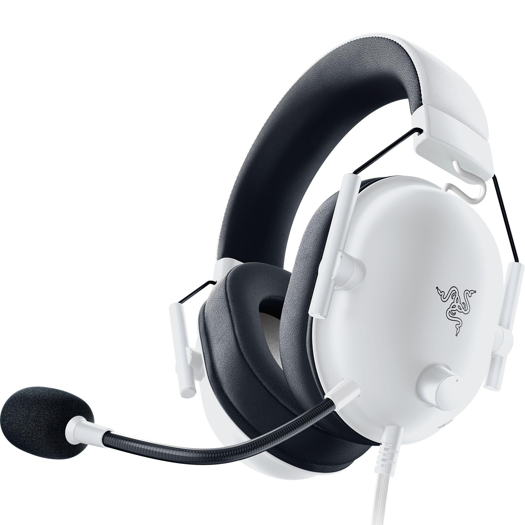 Weißes Gaming-Headset mit Mikrofon.