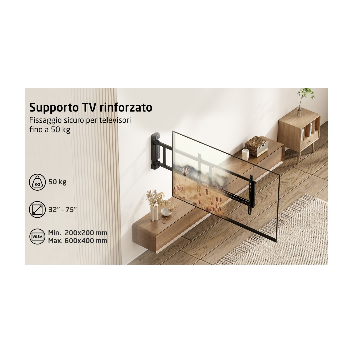 SUPPORTO STAFFA PARETE TV LCD PLASMA DA 40" A 80" POLLICI VESA 75 KG - Foto 9