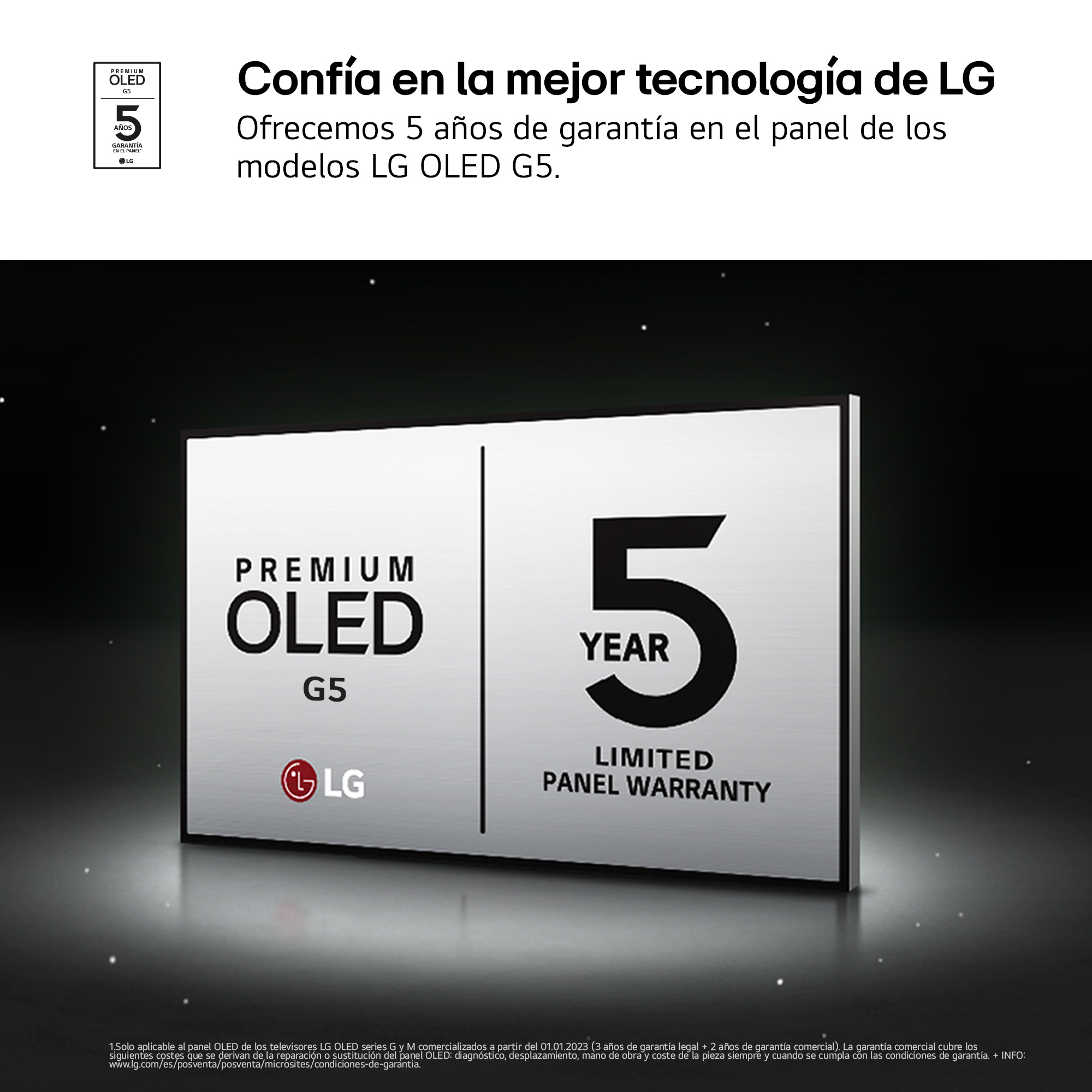 TV LG OLED con 5 años de garantía limitada en el panel.