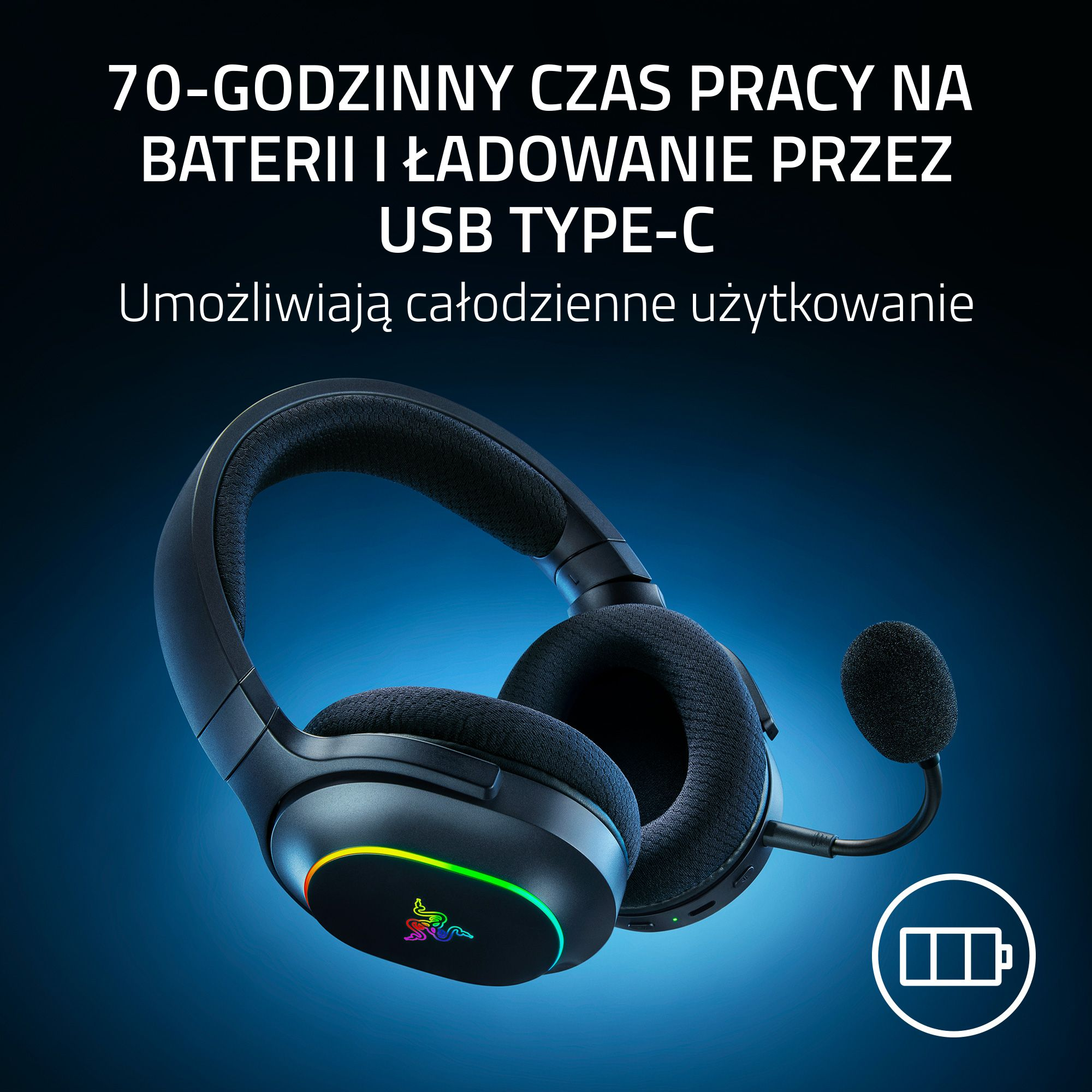 Zestaw słuchawkowy z mikrofonem, ładowanie przez USB typu C.