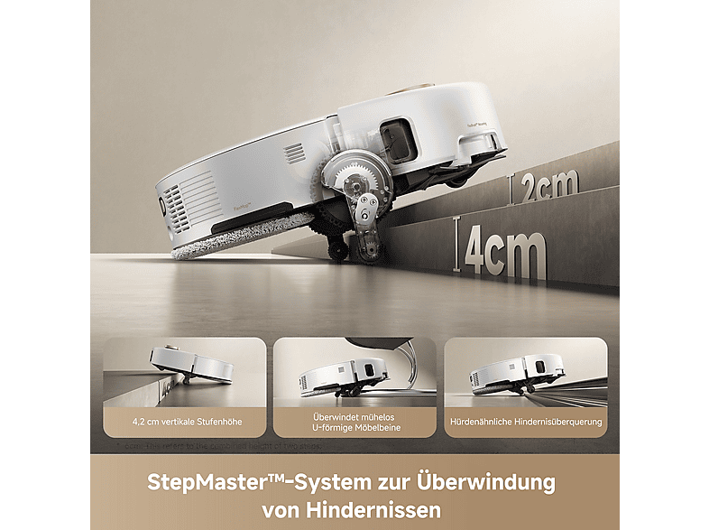 movA V50 Ultra Complete Saugroboter mit Wischfunktion (Weiß, Laufzeit: Saugmodus: 100 Minuten/ Saug- und Wischmodus: 110 Minuten, mit Absaugstation) — Foto 4 von 5