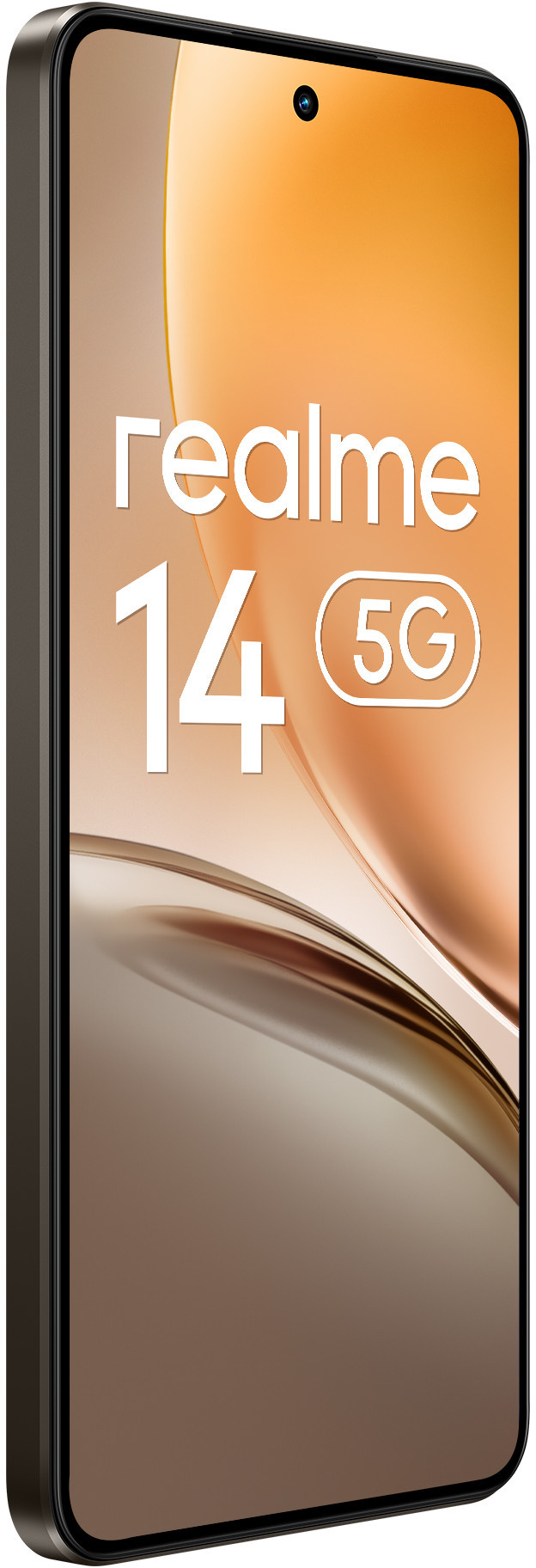 Smartfon ze złotym tyłem i napisem 'realme 14 5G'.
