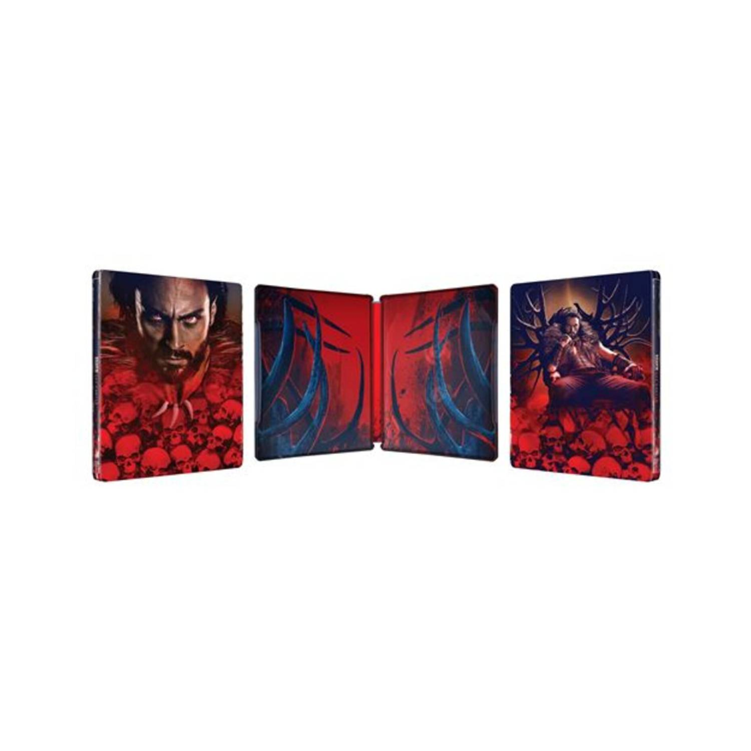 A DVD case with images of a man with skulls and a woman with a monster.