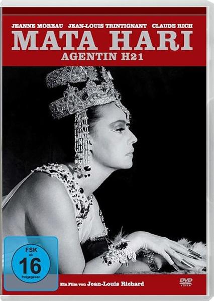 DVD-Cover: 'Mata Hari'-Filmposter, Frau im Profil mit Juwelenkopfschmuck, schwarzer Hintergrund.