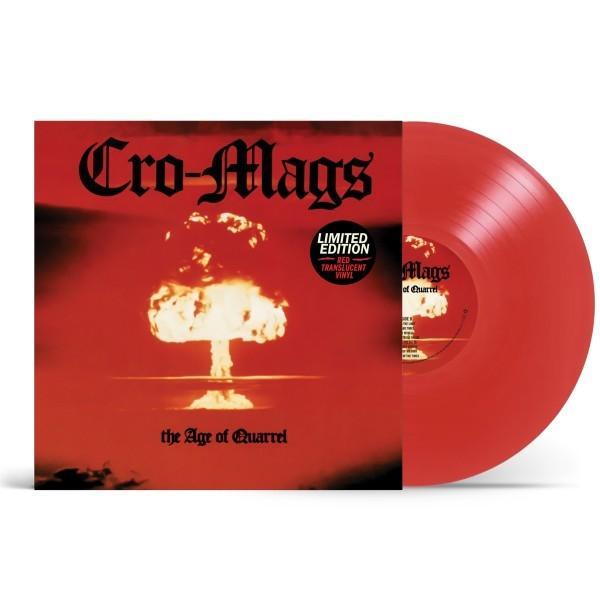 Albumcover mit einer roten Vinylplatte. Das Albumcover zeigt ein Bild einer nuklearen Explosion und die Worte „Cro-Mags“.