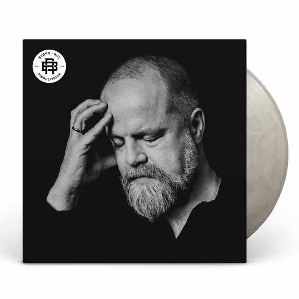 Schwarz-weiß Albumcover mit einem Mann, der seinen Kopf hält, mit einer Schallplatte.