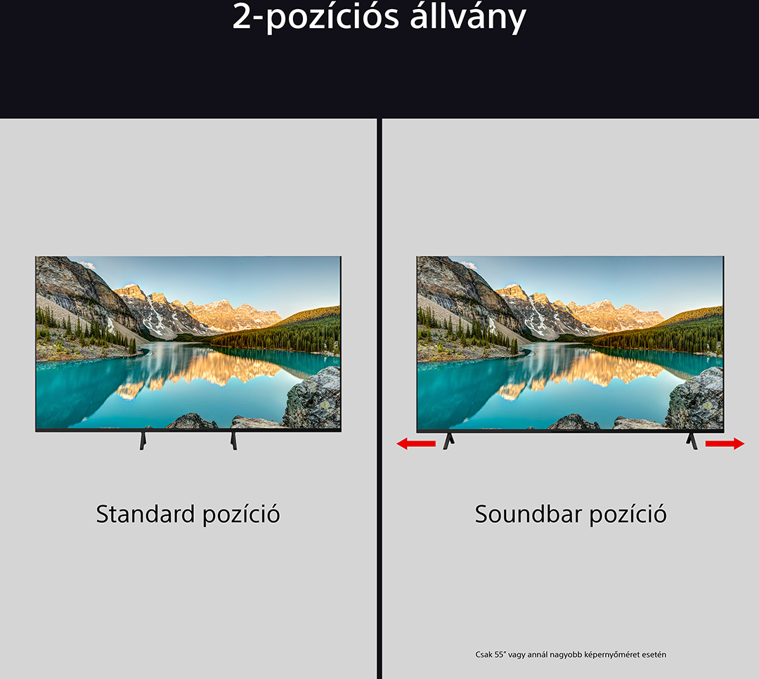 Két TV egymás mellett. Mindegyik egy tájképet mutat. Az egyik standard, a másik soundbarhoz.
