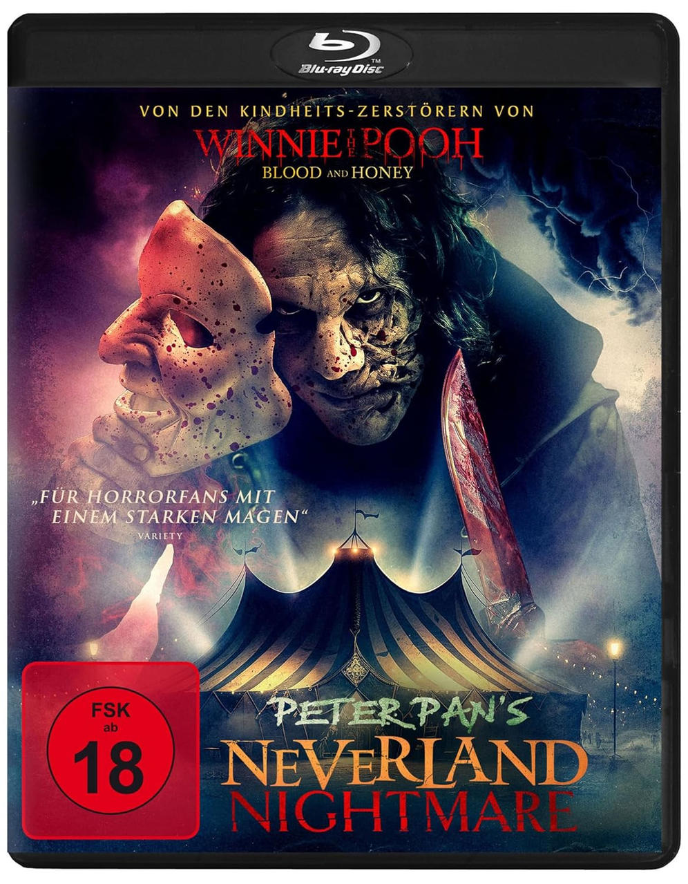 DVD-Cover für 'Winnie-the-Pooh: Blood and Honey' und 'Peter Pan's Neverland Nightmare'.