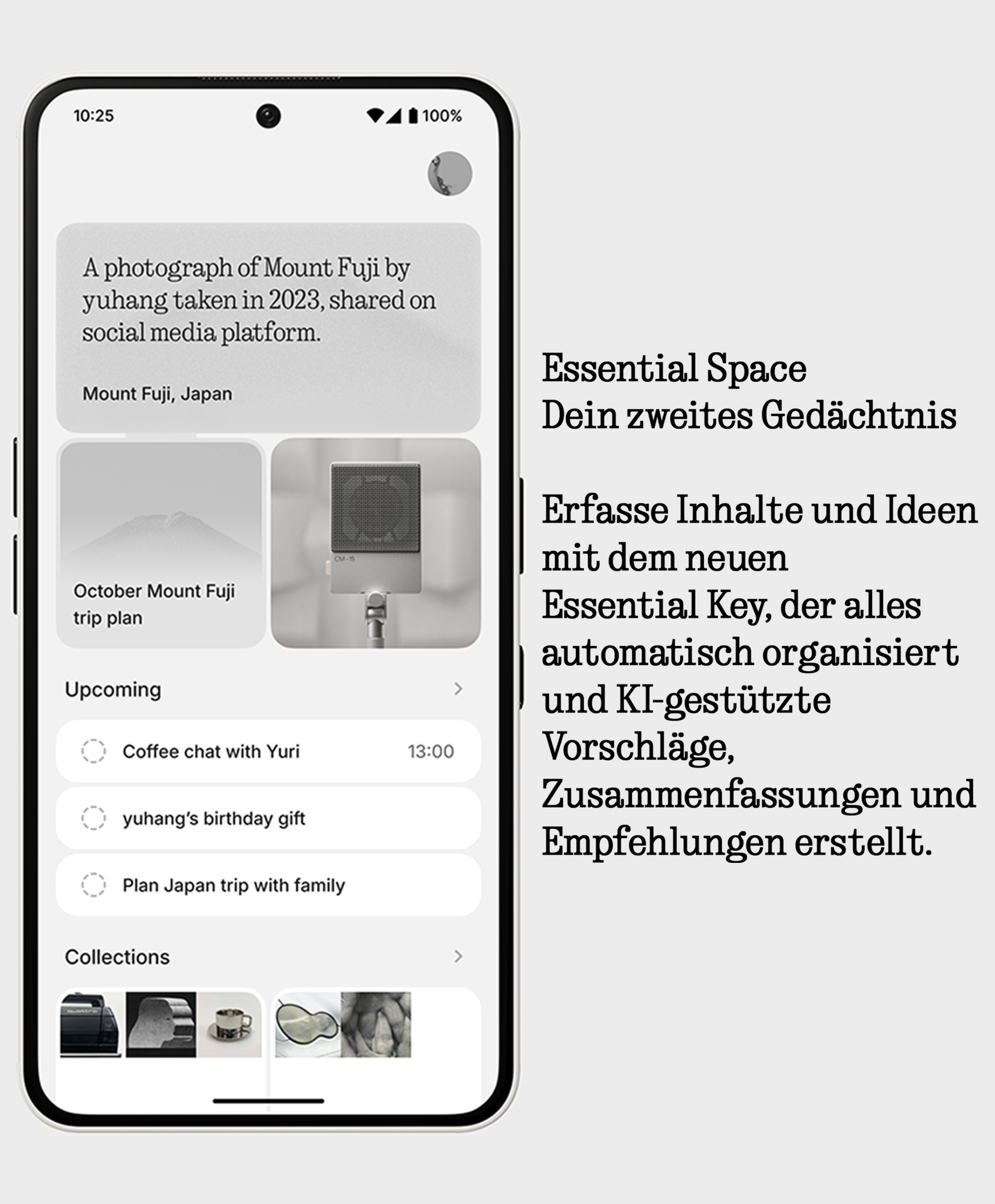 Écran de smartphone avec interface d'application, affichant du texte et des images.