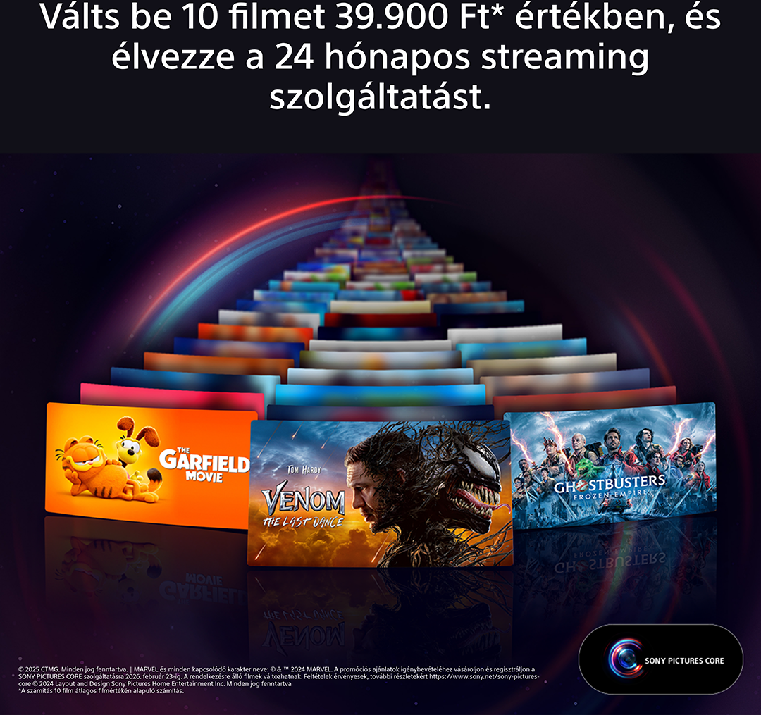 Reklámkép filmplakátokkal és szöveggel egy streaming szolgáltatás ajánlatáról.