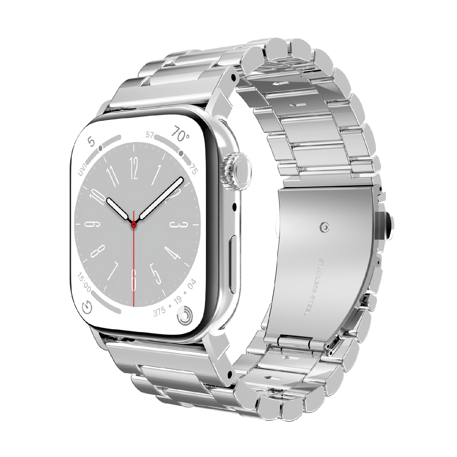 JUST IN CASE PrimeSteel Strap Apple Watch 44-49mm Horlogebandje Zilver afbeelding