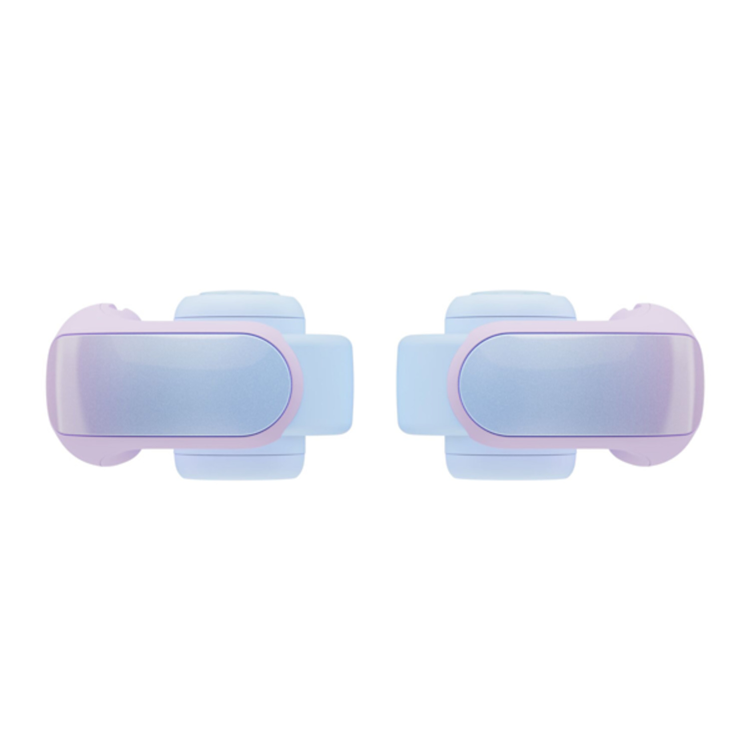 Two pairs of blue and purple VR glasses, top view, set against a white background.