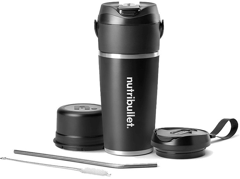 Batidora de vaso - nutribullet FLIP, personal, Vaso portátil 590 ml, Motor 11.1 V, Sin BPA, Carga USB-C, Negro