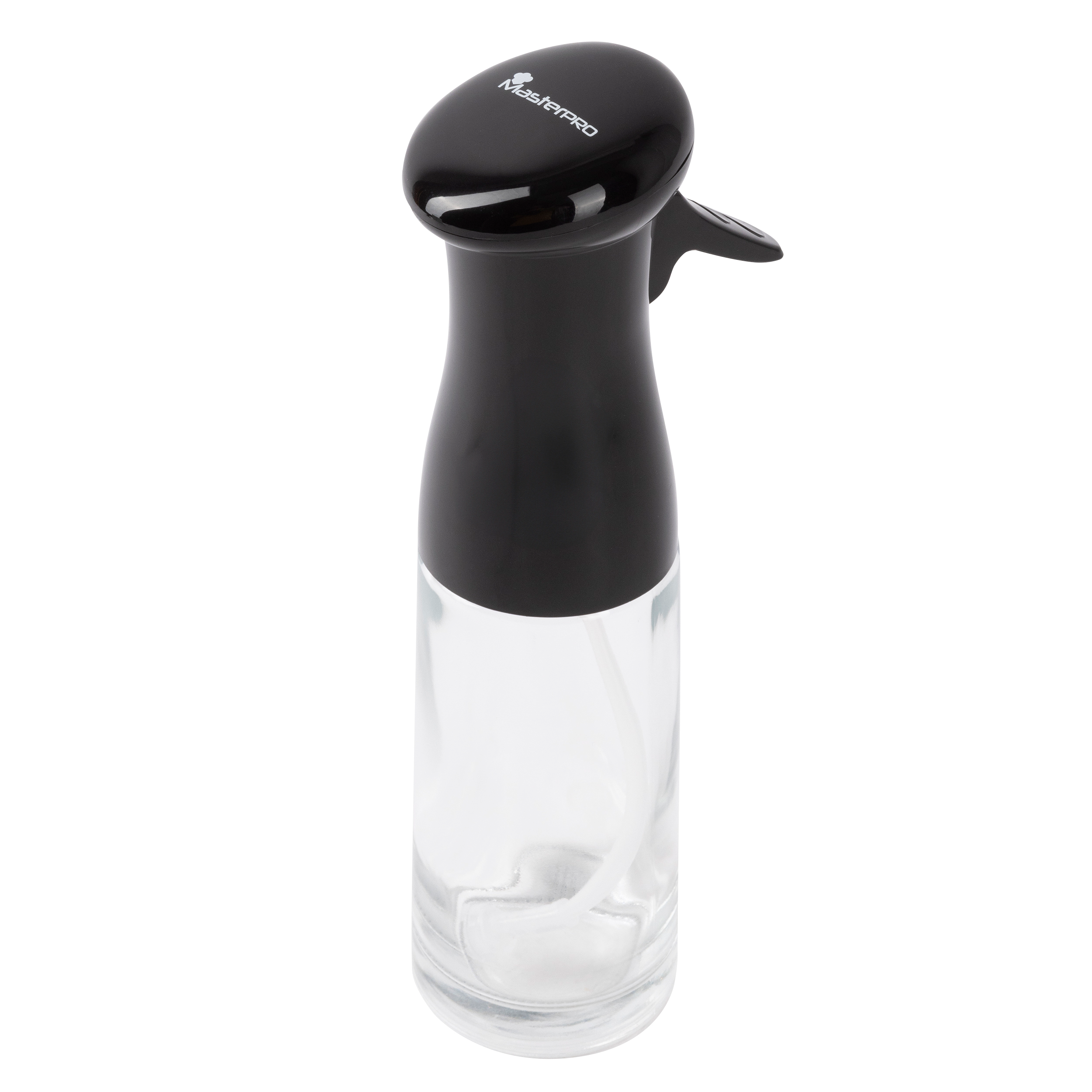 Fekete és átlátszó spray palack, látható MasterPRO logóval.