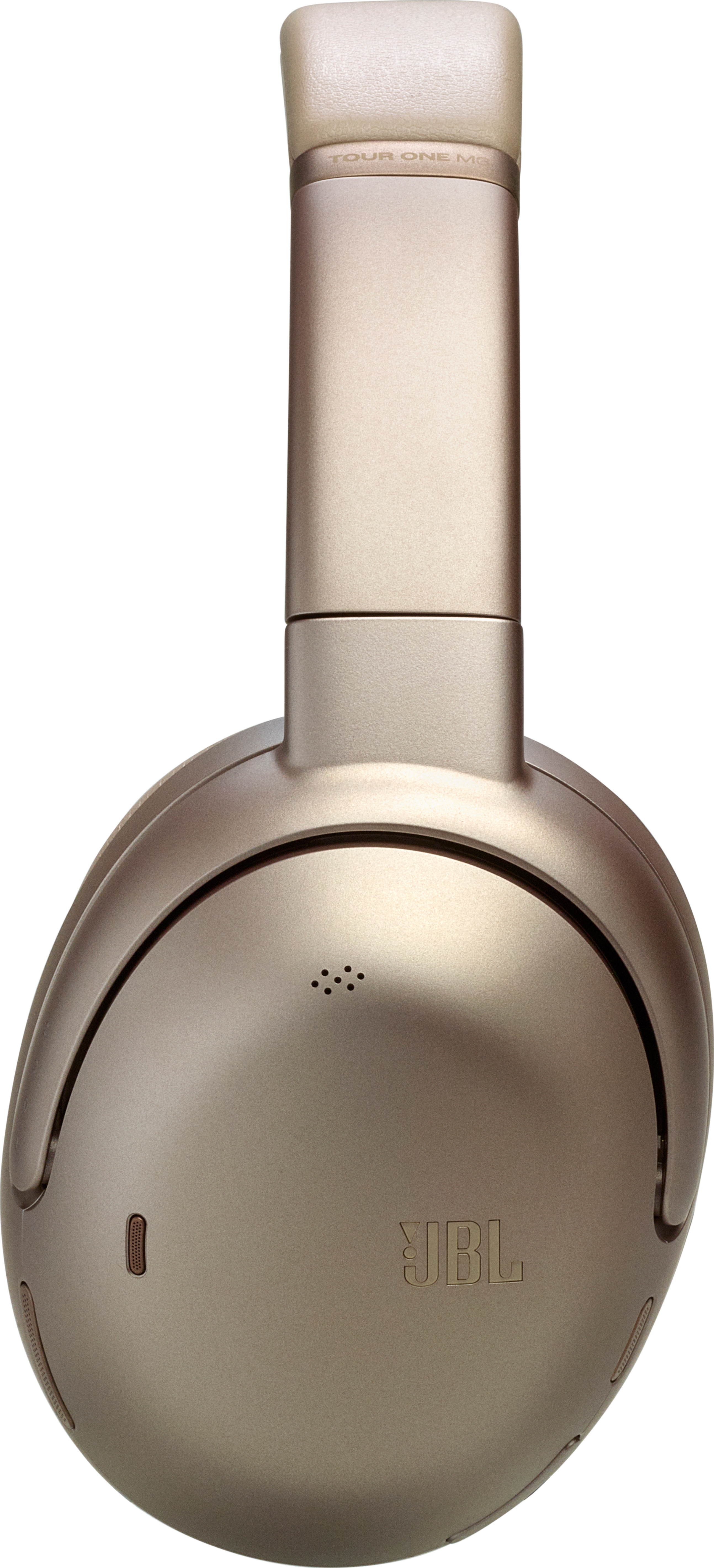 Cuffie wireless JBL color oro, con il logo JBL visibile sul padiglione auricolare.